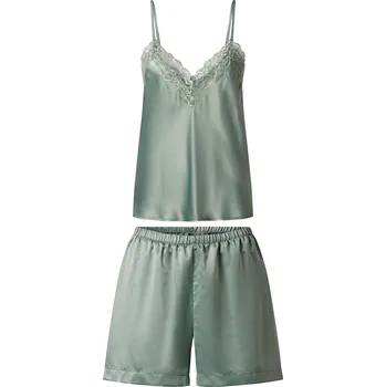 Dámské pyžamo esmara® Dámské saténové pyžamo (zelená, XL(48/50))