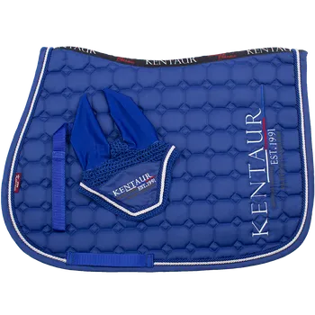 Vybavení pro koně Kentaur Podsedlová dečka s náušníky PONY, skoková - středně modrá