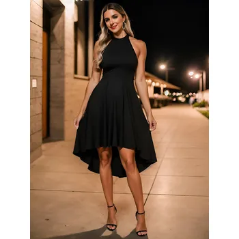 Dámské šaty Šaty s ohlávkovým výstřihem, bez rukávů Barva: Černá, Velikost: 4XL