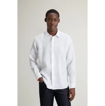 Pánská košile KOŠILE WOOLRICH LINEN SHIRT GD BRIGHT WHITE