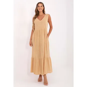 Dámské šaty Lehounké letní maxišaty OCH BELLA velbloudí EU velikost: L