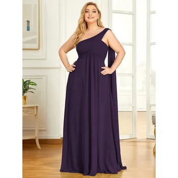 Dámské šaty Asymetrické šaty s vlečkou a řasením Barva: Fialová, Velikost: 8XL