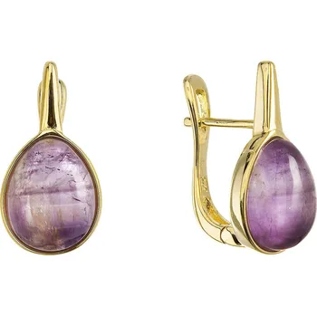 Náušnice EVOLUTION GROUP CZ Pozlacené náušnice kapky s pravým ametystem - 11730.3