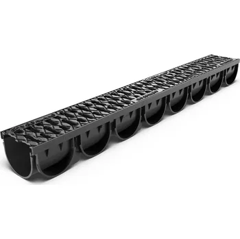 Odvodňovací plastový žlab VODALAND EASY C250 s litinovou mříží 1000 x 125 x 100 mm