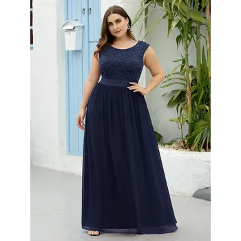 Dámské šaty Svatební šaty bez rukávů s kulatým výstřihem Barva: Tmavě Modrá, Velikost: 8XL