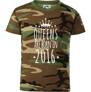 Chlapecké tričko Queens are born in 2016 - Dětské maskáčové triko - 146 cm/10 let ( Hnědý maskáč )