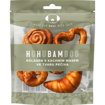 Pamlsek pro psa Huhubamboo Kachní kolagen ve tvaru pečiva 5 ks