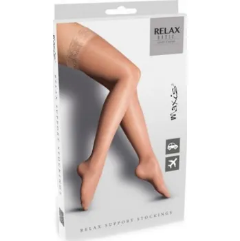 Dámské punčochy RELAX BASIC stehenní punčochy s krajkou vel.M světlá