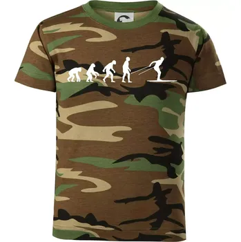 Chlapecké tričko Evoluce běhu - běžky - Dětské maskáčové triko - 134 cm/8 let ( Hnědý maskáč )