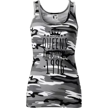 Dámské tričko Queens are born in 1996 - Dámské Maskáčové tílko - 2XL ( Šedý maskáč )