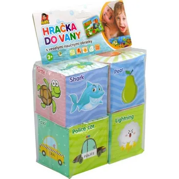 Vodní sport Kostky soft měkké obrázkové 7cm do vany do vody set 4 kusy v sáčku