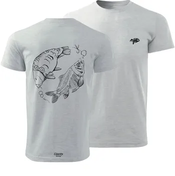 Rybářské oblečení Giants fishing Tričko pánské šedé Kapr s kostrou|vel. 2XL