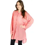 Růžová bavlněná dámská košile s dlouhým rukávem Savitree Flamingo Pink - Long, jednobarevná, Sittar UNI