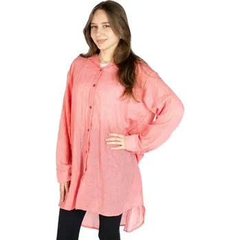 Dámská halenka Růžová bavlněná dámská košile s dlouhým rukávem Savitree Flamingo Pink - Long, jednobarevná, Sittar UNI