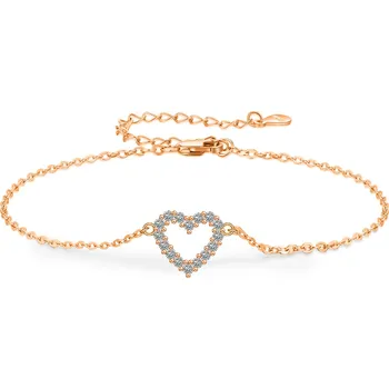 Náramek Olivie Stříbrný náramek moissanitové SRDCE ROSE 9817 Ag 925; ≤1,3 g.