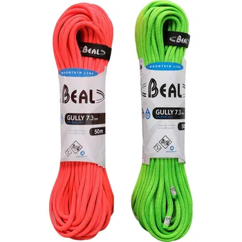 Lano Dynamické lano Beal Gully 7,3 mm 50 m Unicore Golden Dry x 2 - orange/green