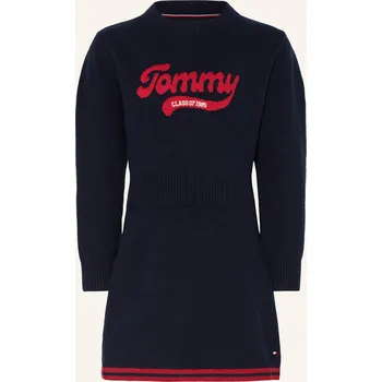 Dámské šaty Tommy Hilfiger Dívčí Pletené Šaty, tmavě modrá / červená, 116