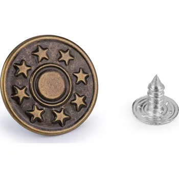 Knoflík Narážecí riflový knoflík, 17 mm, staromosaz