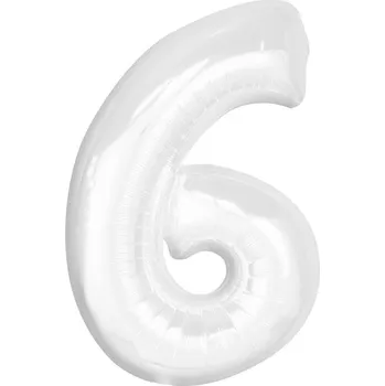 Fóliový balónek bílý číslo 6 - 92 cm
