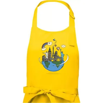 Kuchyňská zástěra Cesta kolem světa - Dámská zástěra na vaření - Univerzální velikost ( Žlutá )