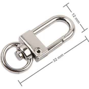 Bižuterní karabinka s otočným očkem v barvě platiny 32 mm