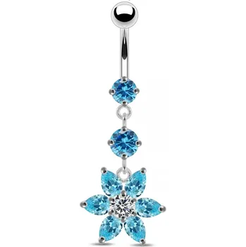 Piercing Šperky4U Stříbrný piercing do pupíku - kytička - BP01144-Q