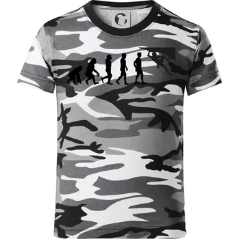 Chlapecké tričko Evoluce bouldering - Dětské maskáčové triko - 134 cm/8 let ( Šedý maskáč )