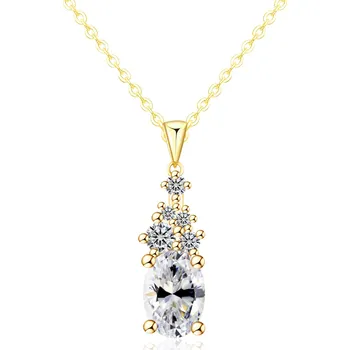 Řetízek Olivie Stříbrný náhrdelník 1ct MOISSANITE GOLD 9824 Ag 925; ≤2,6 g.