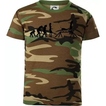 Chlapecké tričko Evoluce agility žena - Dětské maskáčové triko - 122 cm/6 let ( Hnědý maskáč )