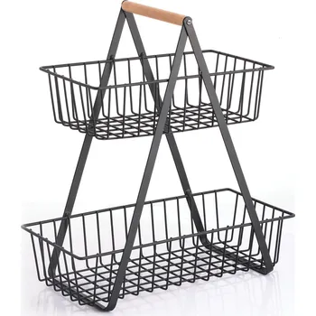 MSV 2 patrový košík ELIE, do kuchyně, černý, ocel, dřevo