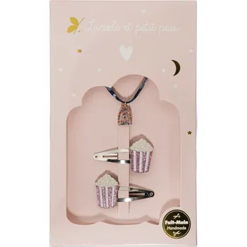 Souprava šperků Sada třpytivých sponek a náramku "Popcorn" Luciole et Petit Pois