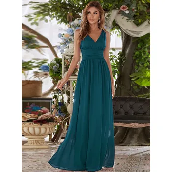 Dámské šaty Elegantní maxi šaty s řasením v pase Barva: Tyrkysová, Velikost: 6XL