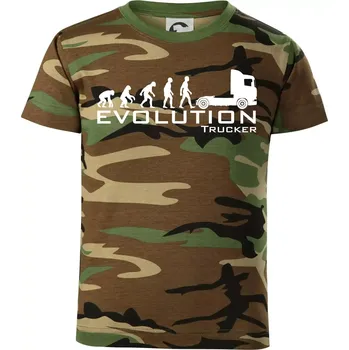 Chlapecké tričko Evoluce trucker - Dětské maskáčové triko - 134 cm/8 let ( Hnědý maskáč )