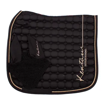 Vybavení pro koně Kentaur Podsedlová dečka s náušníky - drezurní černá/rosegold