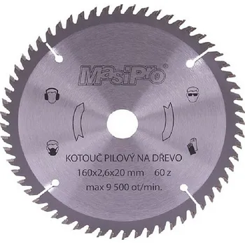 Řezný kotouč MasiPro Kotouč pilový na dřevo, 160x2.6x20mm/60z