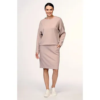 Dámská sukně Volnější béžová dámská sukně ke kolenům s kapsami 114 velikost S