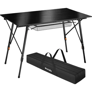 Zahradní stůl TecTake GmbH 404985 hliníkový kempingový stůl bastian skládací, výškově nastavitelný - černá