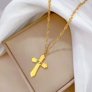 Přívěsek Přívěsek s řetízkem z chirurgické oceli Kříž Deluxe zlatý