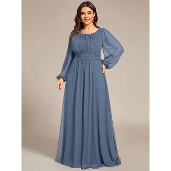 Dámské šaty Svatební Šaty pro družičky s dlouhými nafouknutými rukávy Barva: Mořská, Velikost: 7XL