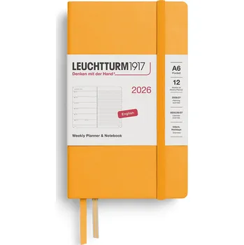 Diář Leuchtturm 1917, Týdenní plánovač s linkovaným poznámkovým blokem v pevné vazbě Leuchtturm 1917 2026 EN A6, oranžový - Formadore