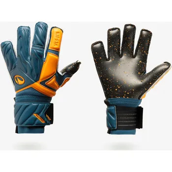 Brankářské rukavice KIPSTA Dětské fotbalové brankářské rukavice F500 5 MODRÁ|ORANŽOVÁ