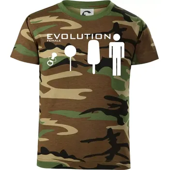 Chlapecké tričko Evoluce ženy - Dětské maskáčové triko - 104-110cm / 3-4 roky ( Hnědý maskáč )