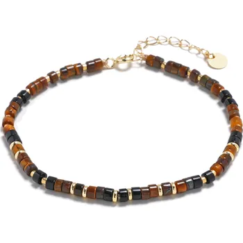 Náramek AURA Minerální náramek přírodní Tygří oko + Černý achát, stříbro AG925 - AU0051