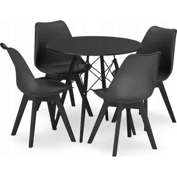 Jídelní stůl Jídelní stůl TODI černý 80 cm se čtyřmi židlemi MARK černé