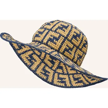 Klobouk Fendi Dámský Slaměný Klobouk, světle hnědá / modrá, M