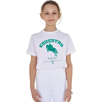 EQUESTRO Triko bavlněné Jumping Horse Club Equestro, dívčí, bílé 10 let