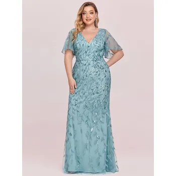 Dámské šaty Pouzdrové šaty na ples s květinovým vzorem Barva: Tyrkysová, Velikost: 8XL