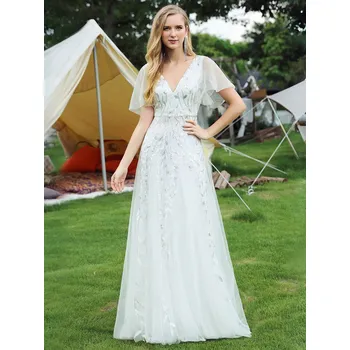 Dámské šaty Rozkošné svatební šaty s květinovým zdobením Barva: Bílá, Velikost: 5XL