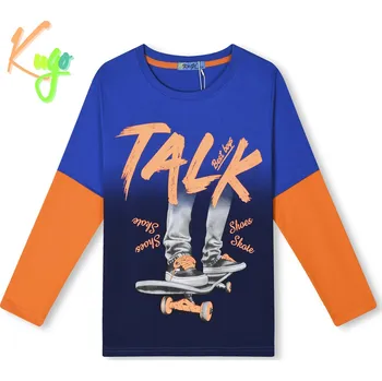 Chlapecké triko - KUGO HC0722, modrá/ oranžová aplikace Barva: Modrá, Velikost: 134