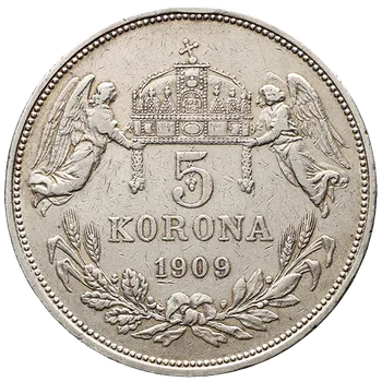 Stříbrná mince 5 Koruna František Josef I. Uherská ražba 1909 24 g